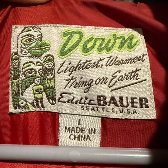 Eddie Bauer Women’s Sz large Yukon Model 550 Fill Down Puffer Brown Vest Jacket - Picture 10 of 12